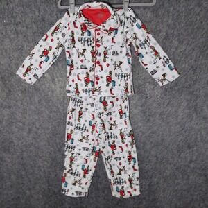 The Grinch Christmas Kids 4T Pajama Set Button Top Pants Dr Seuss Holiday Outfit